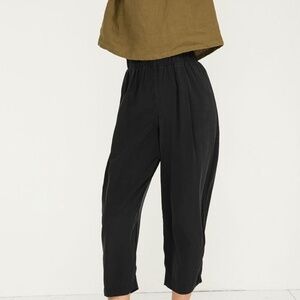 Black Silk Andy Trouser Pants by Elizabeth Suzann
